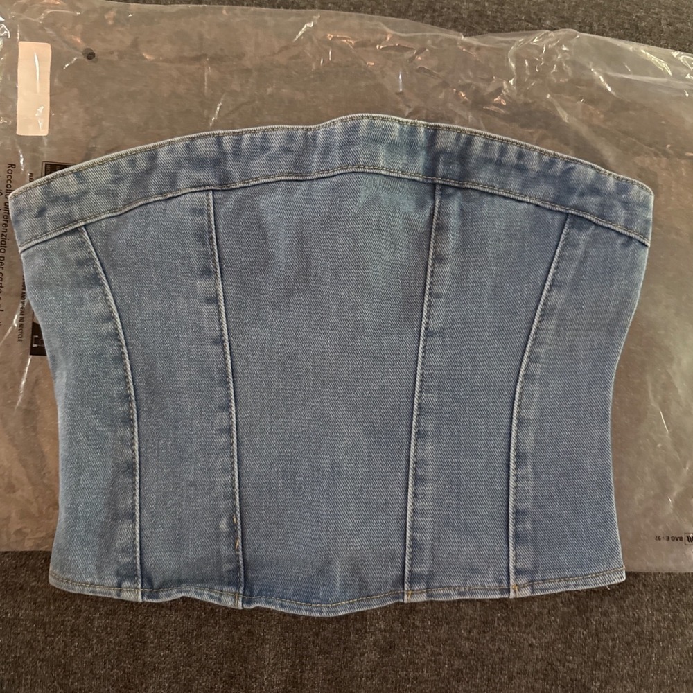 PLT denim corset US 4 Tall light blue NWT - Picture 3 of 9